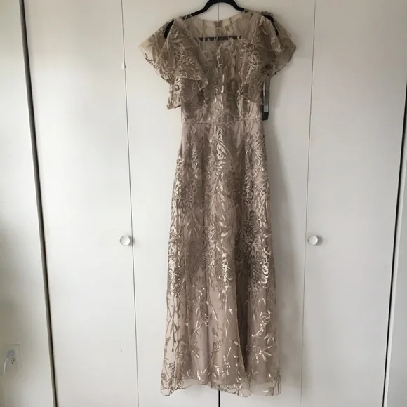 chinese dress ladies David Meister Ivory/Teal Elegant Printed Sleeveless Dress main image 0